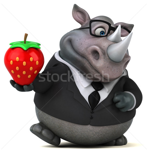 Amusement rhinocéros 3d illustration affaires costume fraise [[stock_photo]] © julientromeur