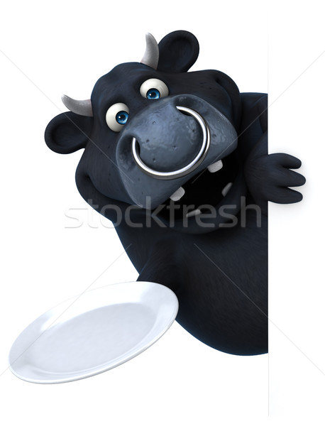 Schwarz Stier 3D-Darstellung Essen Haar Kuh Stock foto © julientromeur