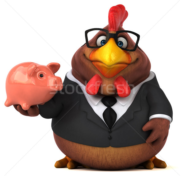Jókedv tyúk 3d illusztráció pénz üzletember madár Stock fotó © julientromeur