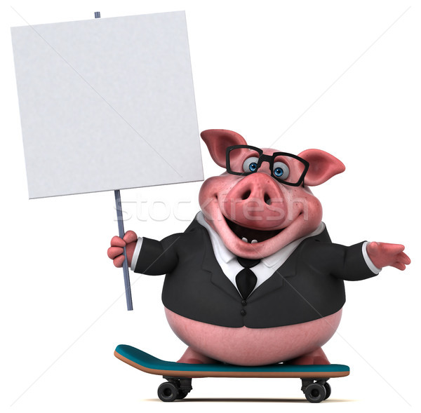 Amusement porc 3d illustration livres école homme d'affaires [[stock_photo]] © julientromeur