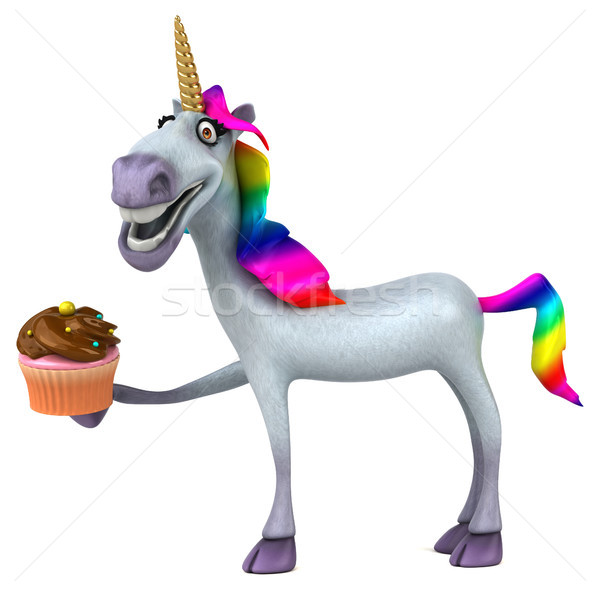 Stockfoto: Leuk · 3d · illustration · chocolade · regenboog · goud · dier