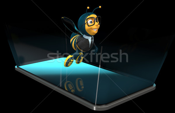 Abeille téléphone 3d illustration affaires art mobiles [[stock_photo]] © julientromeur