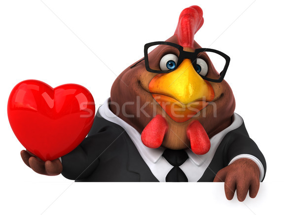 Divertimento pollo illustrazione 3d cuore suit finanziare Foto d'archivio © julientromeur
