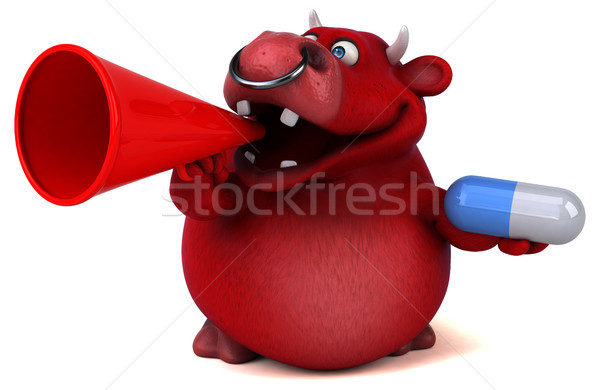 Rot Stier 3D-Darstellung Haar Kuh Bauernhof Stock foto © julientromeur