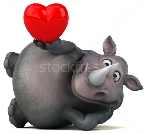 Jókedv orrszarvú 3d illusztráció szív kövér állat Stock fotó © julientromeur
