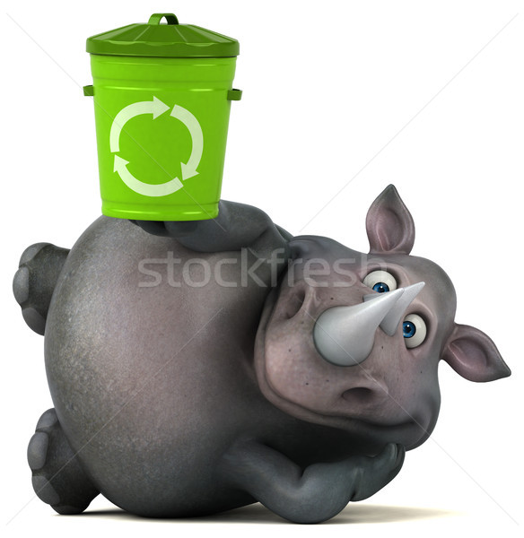 Stock fotó: Jókedv · orrszarvú · 3d · illusztráció · kövér · szemét · állat