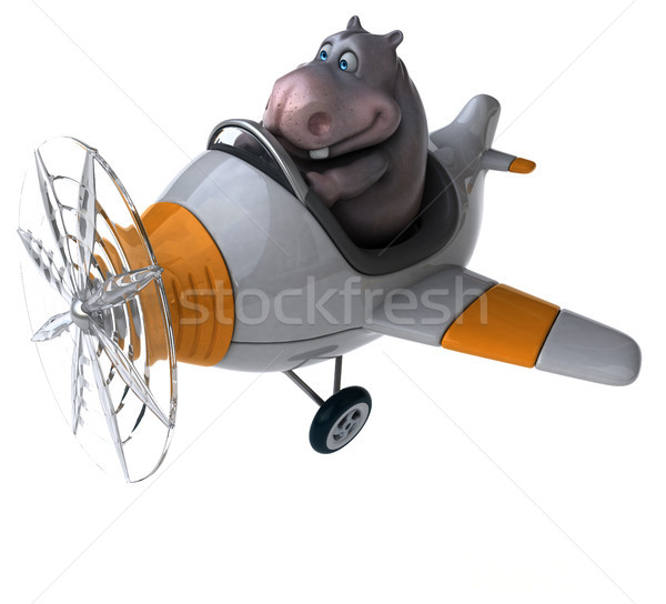 Foto stock: Diversión · hipopótamo · 3d · avión · avión · grasa