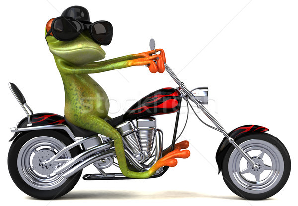 Zabawy żaba motocykla 3d ilustracji projektu podróży Zdjęcia stock © julientromeur