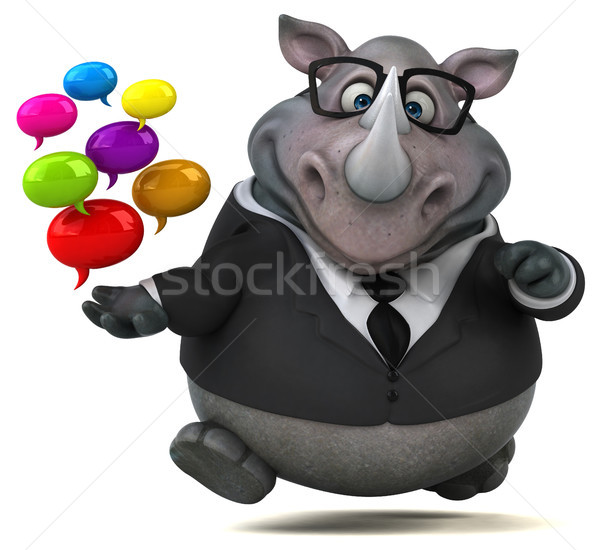 Divertimento rinoceronte illustrazione 3d imprenditore suit grasso Foto d'archivio © julientromeur