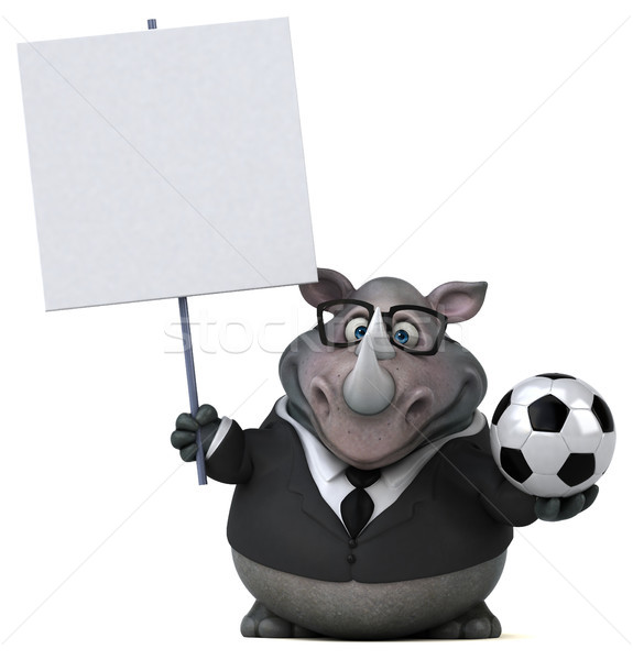Zabawy nosorożec 3d ilustracji piłka nożna piłka nożna biznesmen Zdjęcia stock © julientromeur