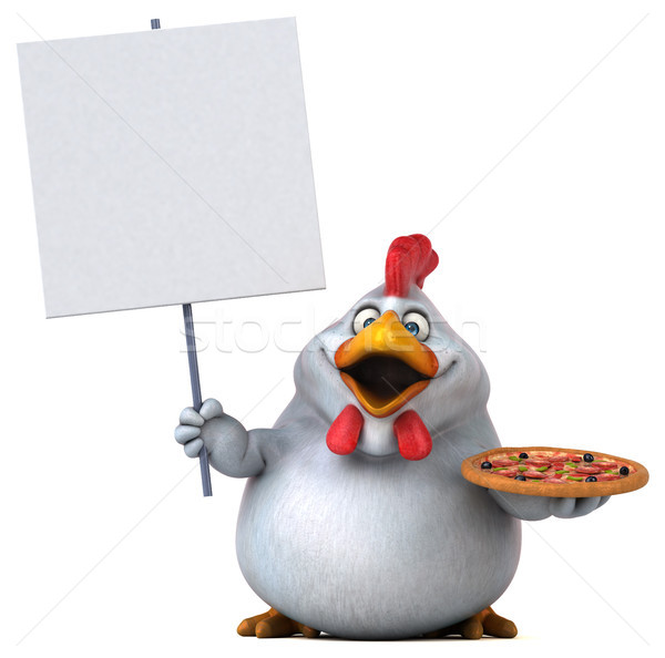 весело куриные 3d иллюстрации пиццы дизайна птица Сток-фото © julientromeur