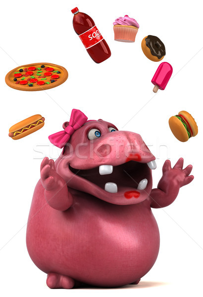 粉紅色 河馬 3d圖 樂趣 脂肪 圖形 商業照片 © julientromeur