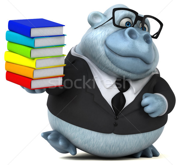 Zabawy biały małpa 3d ilustracji książek charakter Zdjęcia stock © julientromeur