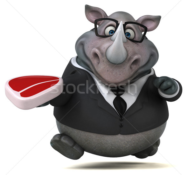 Jókedv orrszarvú 3d illusztráció üzletember öltöny kövér Stock fotó © julientromeur