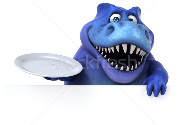 Stock foto: Spaß · Dinosaurier · 3D-Darstellung · Essen · Platte · Zähne