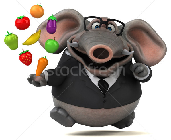 Zabawy słoń 3d ilustracji jabłko biznesmen garnitur Zdjęcia stock © julientromeur
