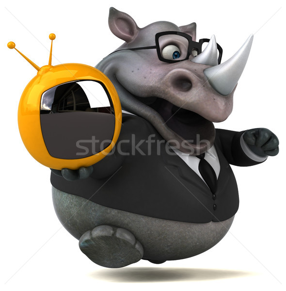 весело носорог 3d иллюстрации бизнесмен костюм экране Сток-фото © julientromeur