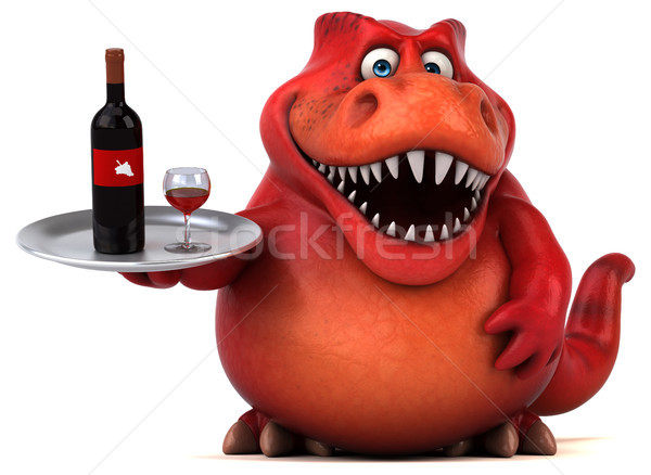 Leuk dinosaurus 3d illustration drinken Rood tanden Stockfoto © julientromeur