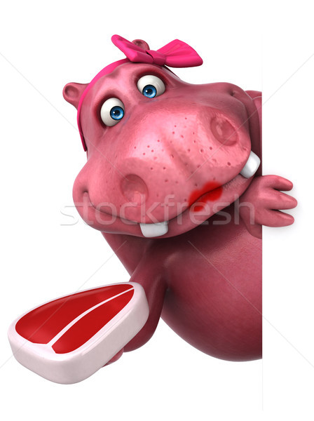 Rózsaszín víziló 3d illusztráció jókedv kövér grafikus Stock fotó © julientromeur
