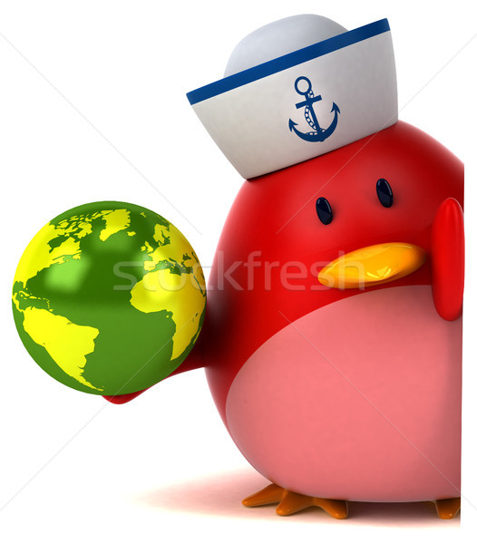 Stock photo: Red bird - 3D Illustration