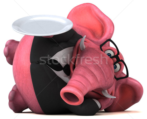 Roze olifant 3d illustration voedsel bier zakenman Stockfoto © julientromeur