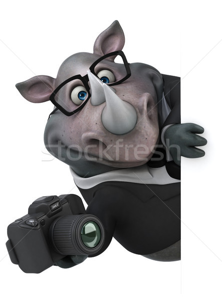 Amusement rhinocéros 3d illustration affaires costume grasse [[stock_photo]] © julientromeur