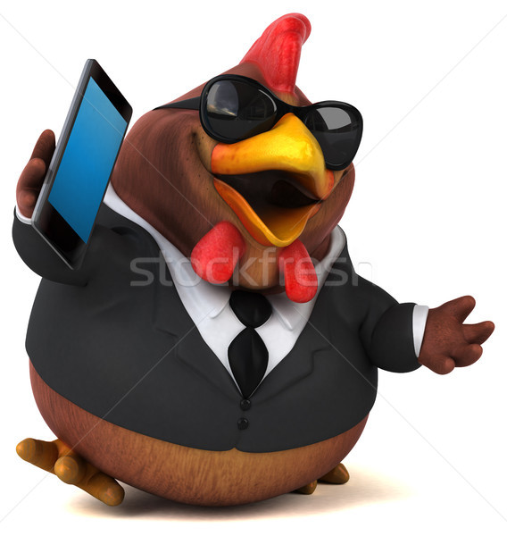 Zabawy kurczaka 3d ilustracji telefonu projektu biznesmen Zdjęcia stock © julientromeur