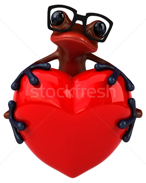 Zdjęcia stock: Zabawy · żaba · serca · czerwony · tropikalnych · 3D