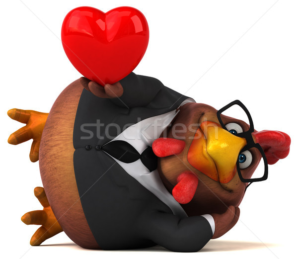 Amusement poulet 3d illustration coeur costume Finance [[stock_photo]] © julientromeur