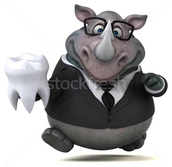 Zabawy nosorożec 3d ilustracji biznesmen garnitur zęby Zdjęcia stock © julientromeur