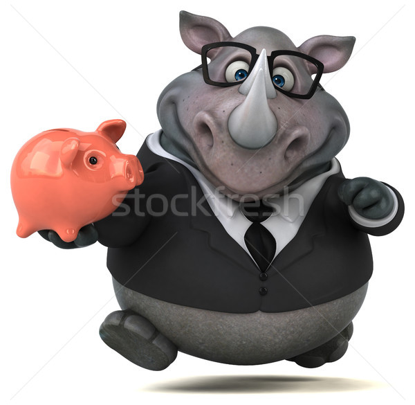 Jókedv orrszarvú 3d illusztráció üzletember öltöny pénzügy Stock fotó © julientromeur