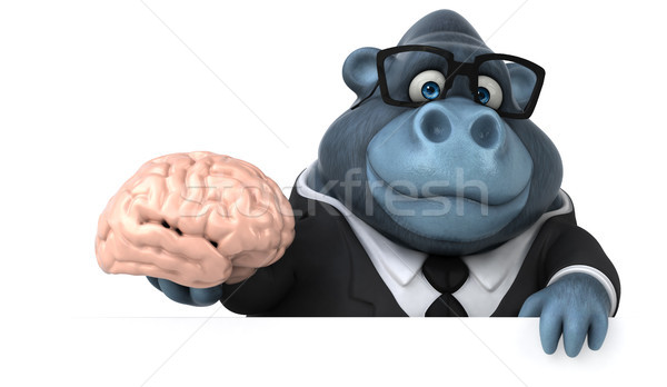 Foto stock: Diversión · gorila · 3d · traje · cerebro · animales