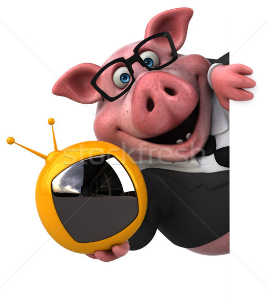 Eğlence domuz 3d illustration işadamı takım elbise ekran Stok fotoğraf © julientromeur