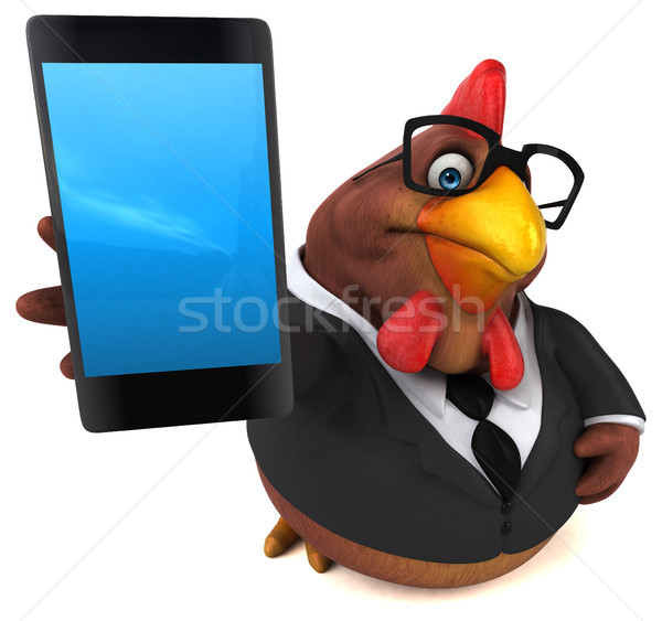 весело куриные 3d иллюстрации телефон дизайна бизнесмен Сток-фото © julientromeur