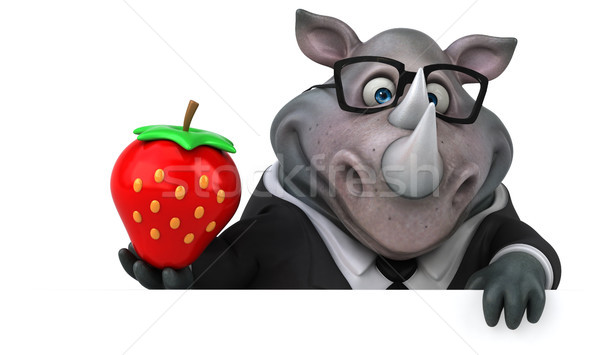 Amusement rhinocéros 3d illustration affaires costume fraise [[stock_photo]] © julientromeur