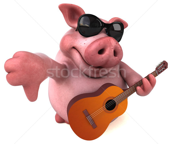 Stok fotoğraf: Eğlence · domuz · 3d · illustration · gitar · konser · caz