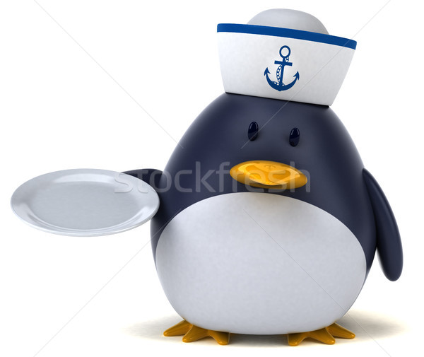 Spaß Pinguin 3D-Darstellung Essen Vogel Platte Stock foto © julientromeur