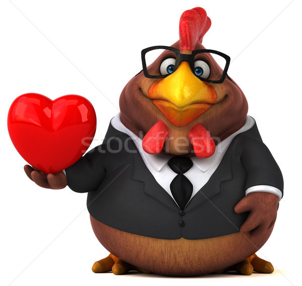 Amusement poulet 3d illustration affaires coeur oiseau [[stock_photo]] © julientromeur