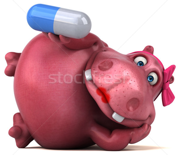 Stock photo: Pink Hippo - 3D Illustration