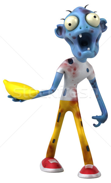 [[stock_photo]]: Amusement · zombie · 3d · illustration · sang · mort · banane