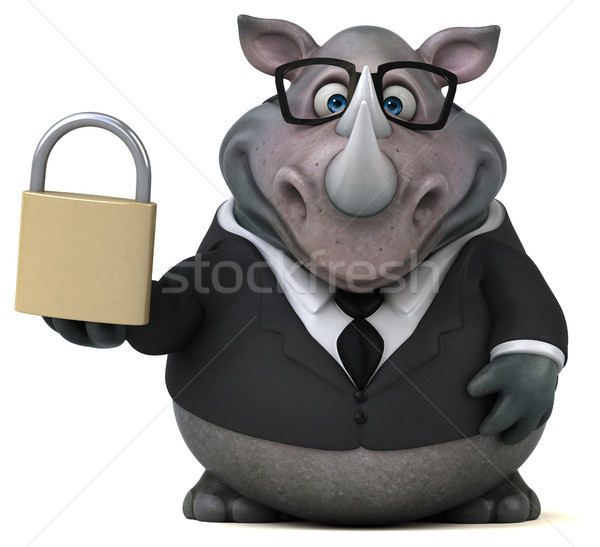 Zabawy nosorożec 3d ilustracji biznesmen garnitur tłuszczu Zdjęcia stock © julientromeur