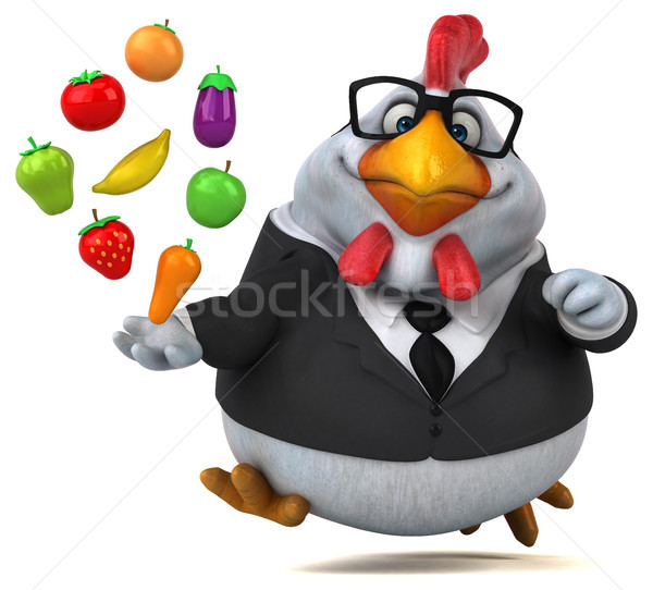 весело куриные 3d иллюстрации яблоко птица костюм Сток-фото © julientromeur