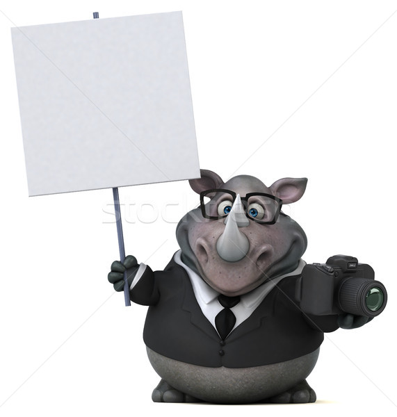 Zabawy nosorożec 3d ilustracji biznesmen garnitur tłuszczu Zdjęcia stock © julientromeur