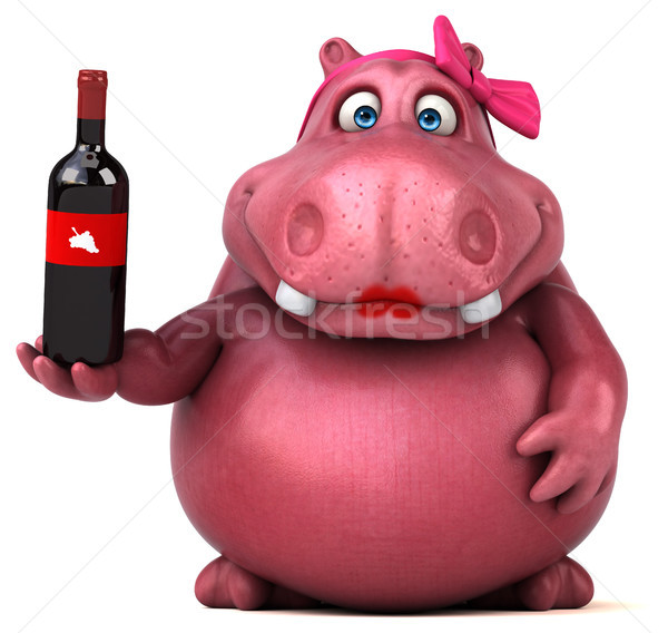 розовый гиппопотам 3d иллюстрации пить весело красный Сток-фото © julientromeur
