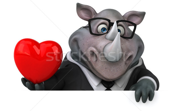Divertimento rinoceronte illustrazione 3d cuore imprenditore suit Foto d'archivio © julientromeur