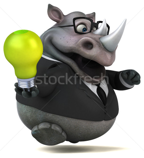 Leuk neushoorn 3d illustration zakenman groene pak Stockfoto © julientromeur