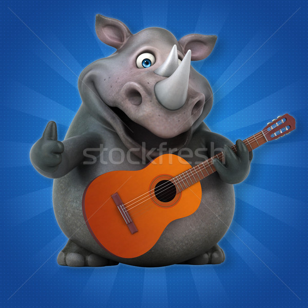 весело Rhino 3d иллюстрации гитаре концерта джаза Сток-фото © julientromeur