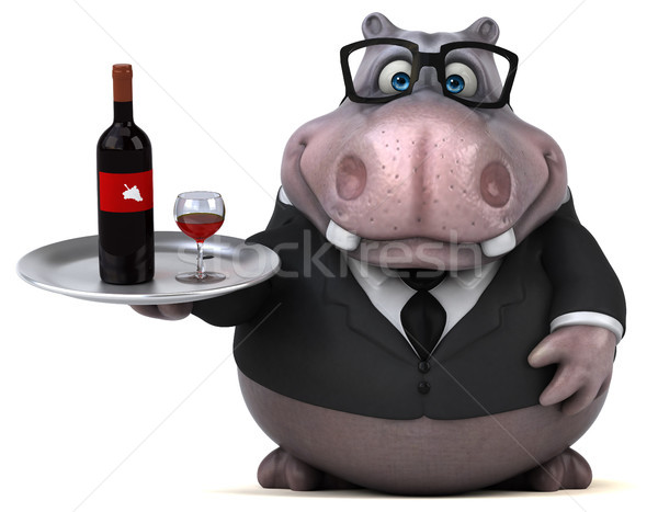 Stock photo: Fun hippo - 3D Illustration