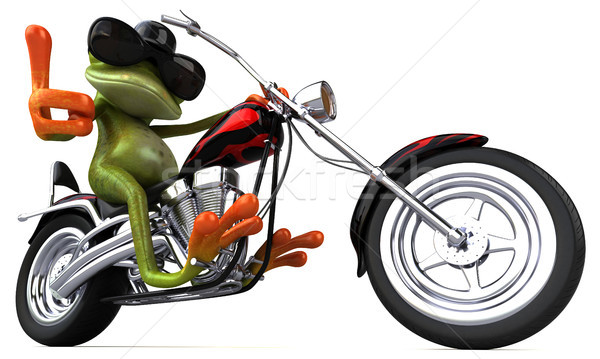 Fun frog on a motorcycle - 3D Illustration Stock photo © julientromeur