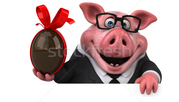 楽しい 豚 3次元の図 チョコレート 卵 ビジネスマン ストックフォト © julientromeur